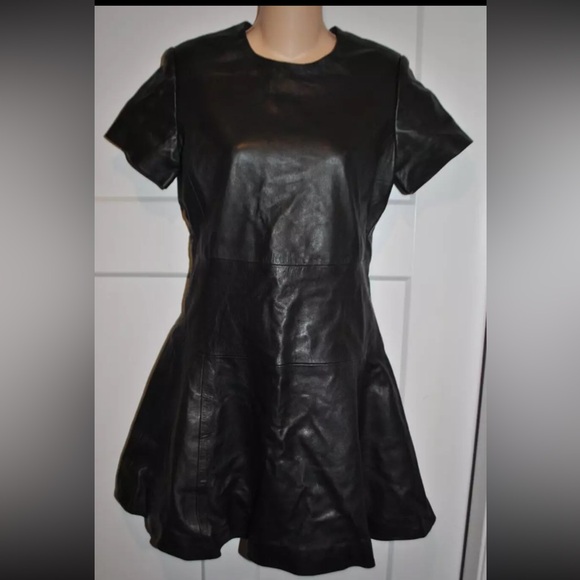 London Knighthood Dresses & Skirts - Black Faux Leather Short Sleeve Mini Dress
